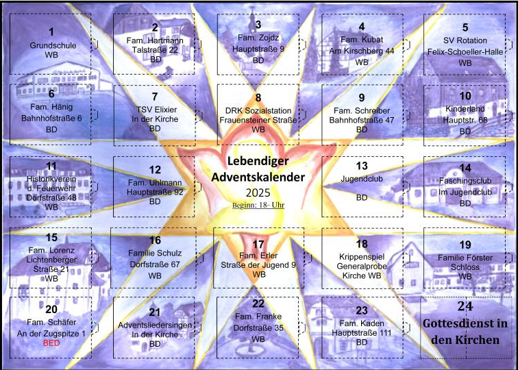 Lebendiger Adventskalender 2025 in Weißenborn/Berthelsdorf
